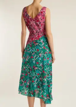 Saloni Aggie Ruffle Midi Dress Print Size 6