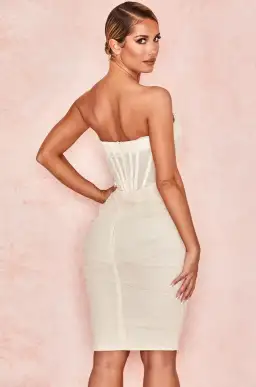 House Of CB Leila Ivory Mesh Strapless Corset Midi Dress White Size S / Au 8 for rent on The Volte - image 3