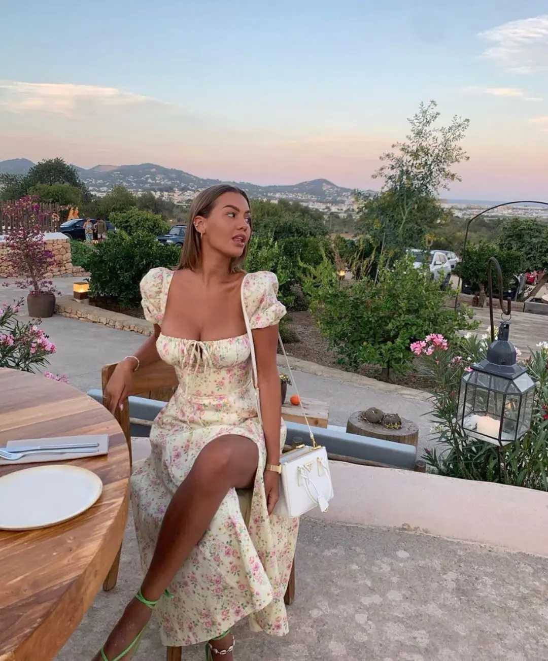 House of CB Tallulah Puff Sleeve Midi Sundress Lemon Floral Size 8 for rent on The Volte - main image