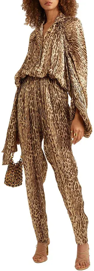Zimmermann Espionage Tie Neck Leopard Jumpsuit Animal Print Size 0 / AU 8 for rent on The Volte - main image