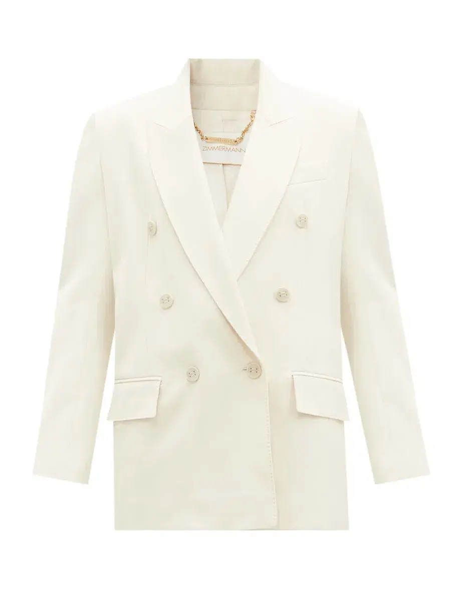 Zimmermann Milk Botanica Man Style Blazer White Size 0P / AU 6 for rent on The Volte - main image
