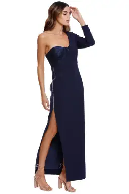 Elle Zeitoune High Split Asymmetrical Dress Navy Size 10 for rent on The Volte - image 3