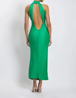 Meshki Claire Satin Drape Back Maxi Dress Green Size 8 for rent on The Volte - image 2