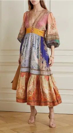 Zimmermann Anneke Lantern Midi Dress Spliced Print Size 4 / AU 16 for rent on The Volte - image 1