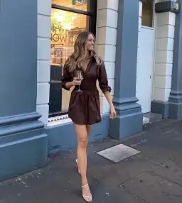 Mossman The Shadow Mini Dress Brown Size 14 for rent on The Volte - image 4