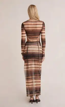 Bec and Bridge Watercolour Long Sleeve Crop Top and Maxi Skirt Set Print Size 8 for rent on The Volte - image 3