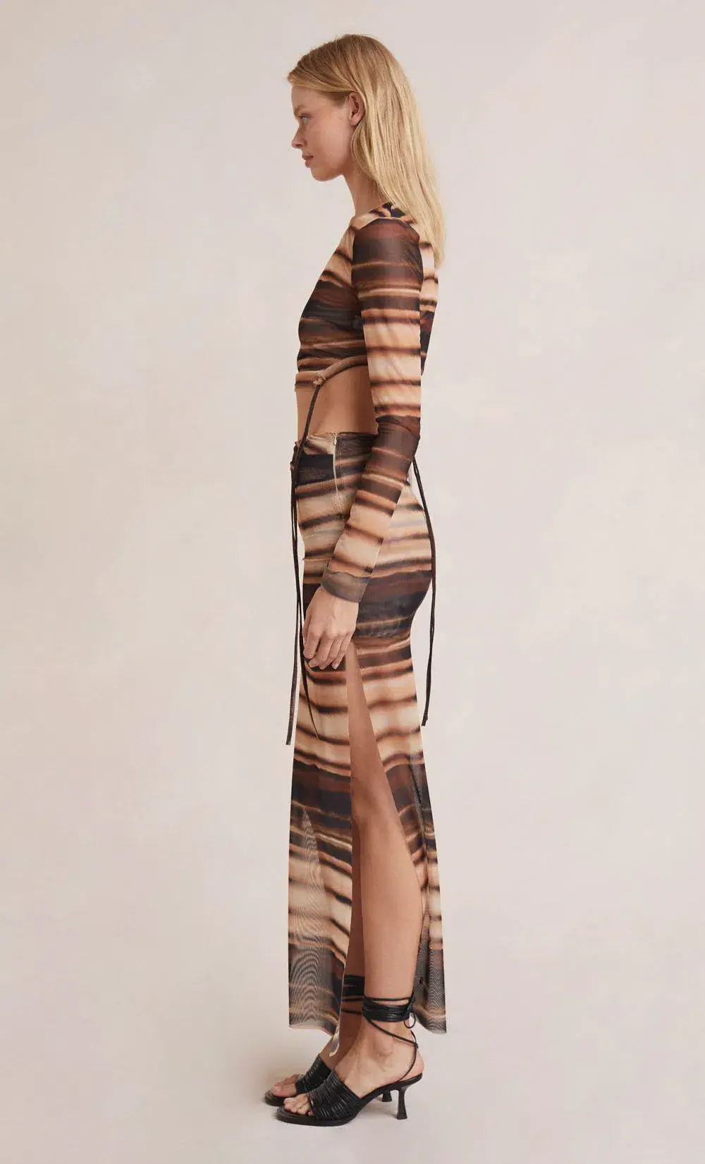 Bec and Bridge Watercolour Long Sleeve Crop Top and Maxi Skirt Set Print Size 8 for rent on The Volte - main image