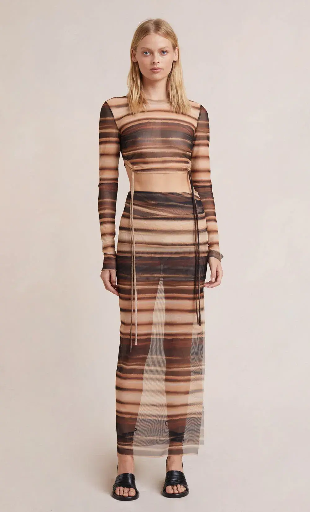 Bec and Bridge Watercolour Long Sleeve Crop Top and Maxi Skirt Set Print Size 8 for rent on The Volte - main image