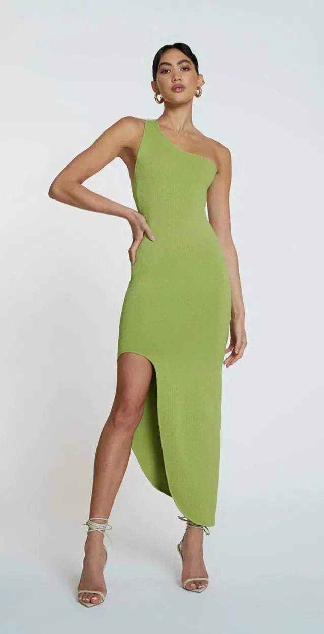 By Johnny Window Check Asymmetric Knit Midi Dress Size XS - Image 1