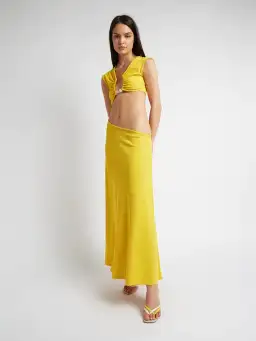 Christopher Esber The Quartz Disconnect Torso Cap Sleeve Dress Yellow Size 6 for rent on The Volte - image 3