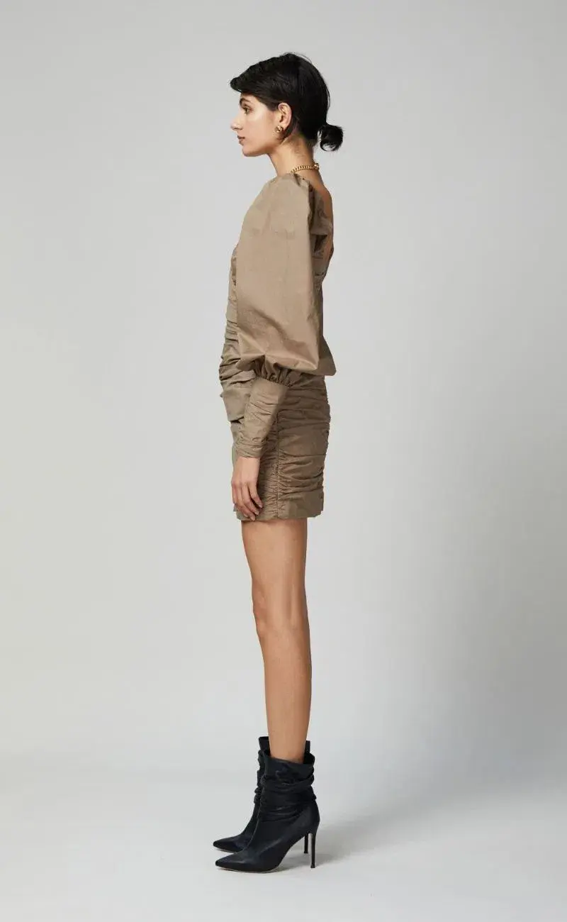 Bec & Bridge Winslowe L/S Mini Dress Mocha Size 10 for rent on The Volte - main image