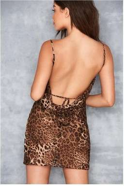 MISTRESS ROCKS ALL OUT LEOPARD PRINT BIAS CUT COWL NECK DRESS