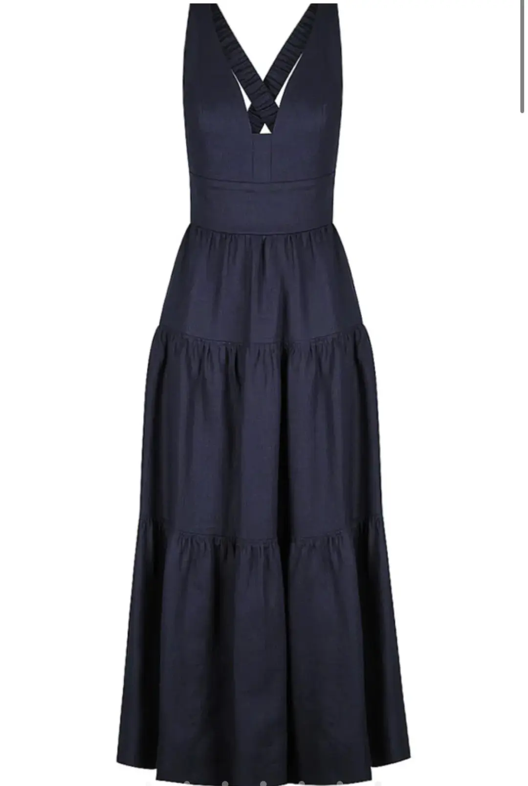 Shona Joy LIGIA LINEN PLUNGED CROSS BACK MIDI DRESS - NAVY for rent on The Volte - main image