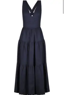Shona Joy LIGIA LINEN PLUNGED CROSS BACK MIDI DRESS - NAVY for rent on The Volte - image 1