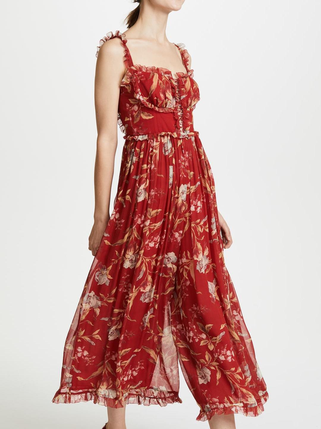 Zimmermann Corsair Iris Corset Jumpsuit Washed Iris Size 8 for rent on The Volte - main image