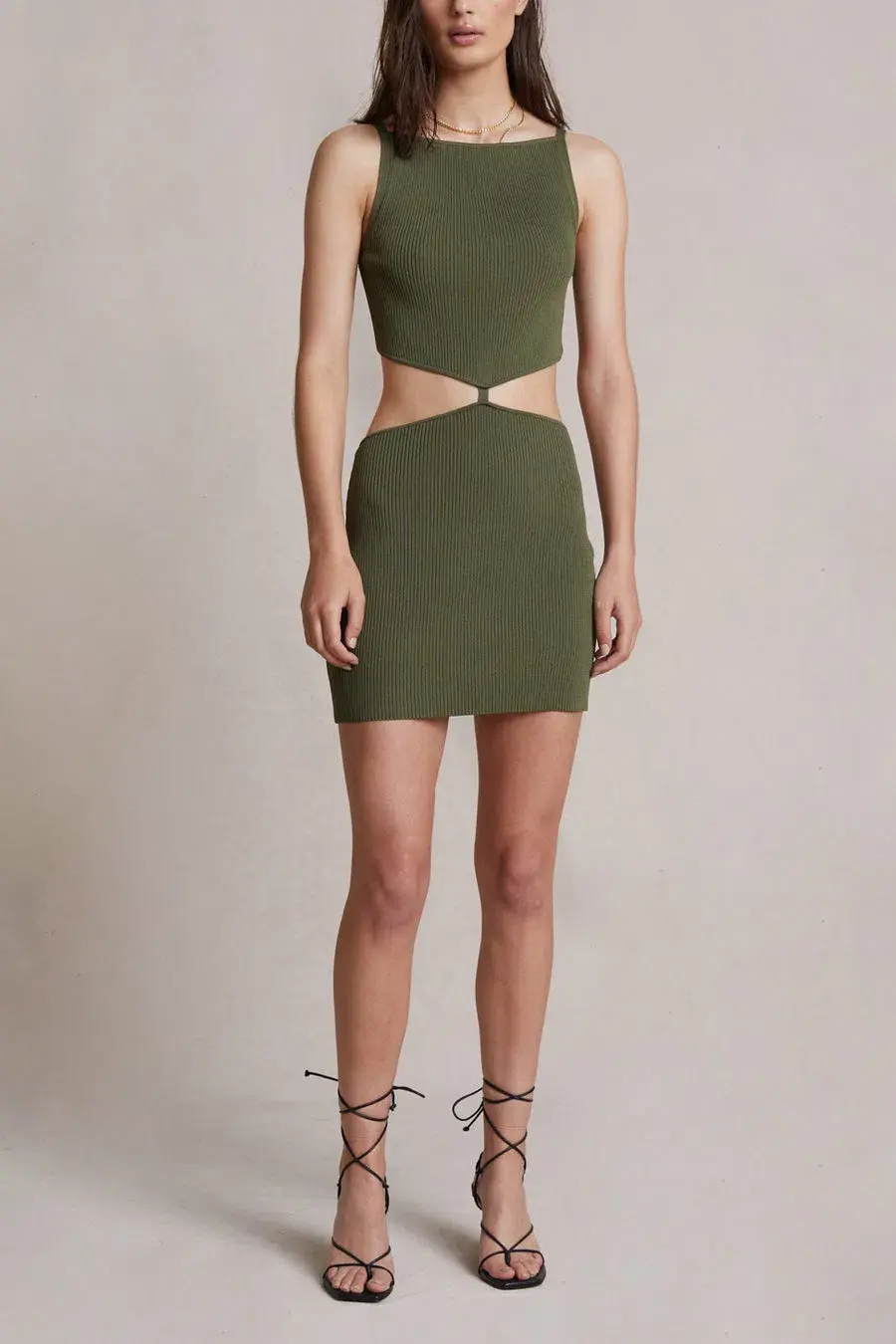 Bec & Bridge Mason Knit Mini Dress Olive Size 8 for rent on The Volte - main image