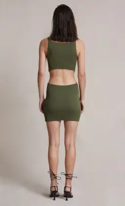 Bec & Bridge Mason Knit Mini Dress Olive Size 8 for rent on The Volte - image 4