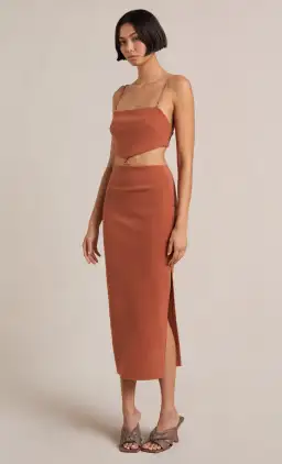 Bec & Bridge Alba Cut Out Midi Dress Terracotta Size 10 for rent on The Volte - image 2