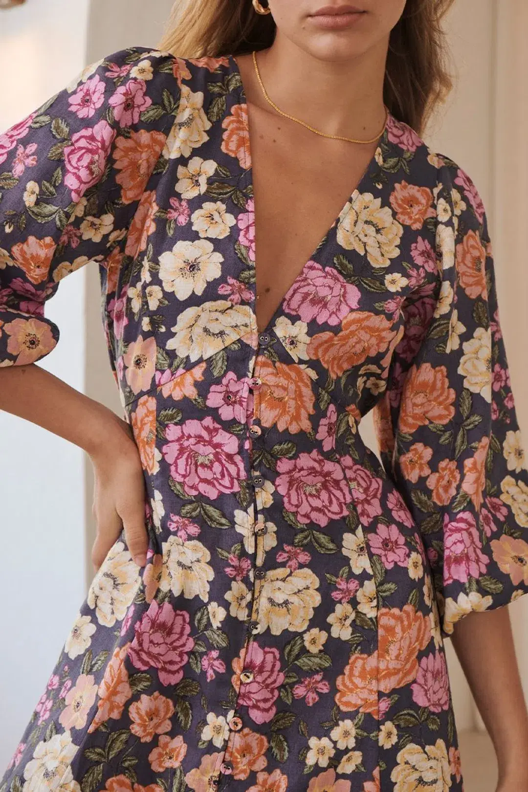 Kivari Hope Linen Maxi Dress Print Size 8 - Image 4