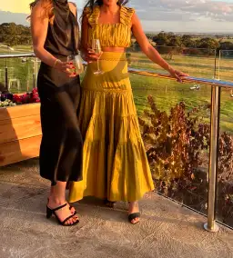 Aje Medina Ruched Cropped Top and Casabianca Braided Tiered Skirt Set Green Size 6 for rent on The Volte - image 1