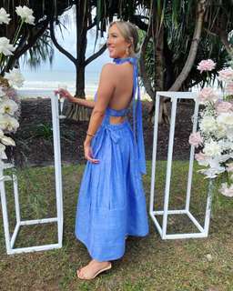 Zimmermann Luminous Halter Gown in Cornflower Size 0 / AU 8 for rent on The Volte - image 2