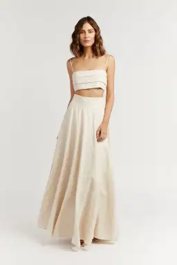 Dissh Aisle Pearl Linen Pleated Crop Top Cream Size 14 for rent on The Volte - image 3