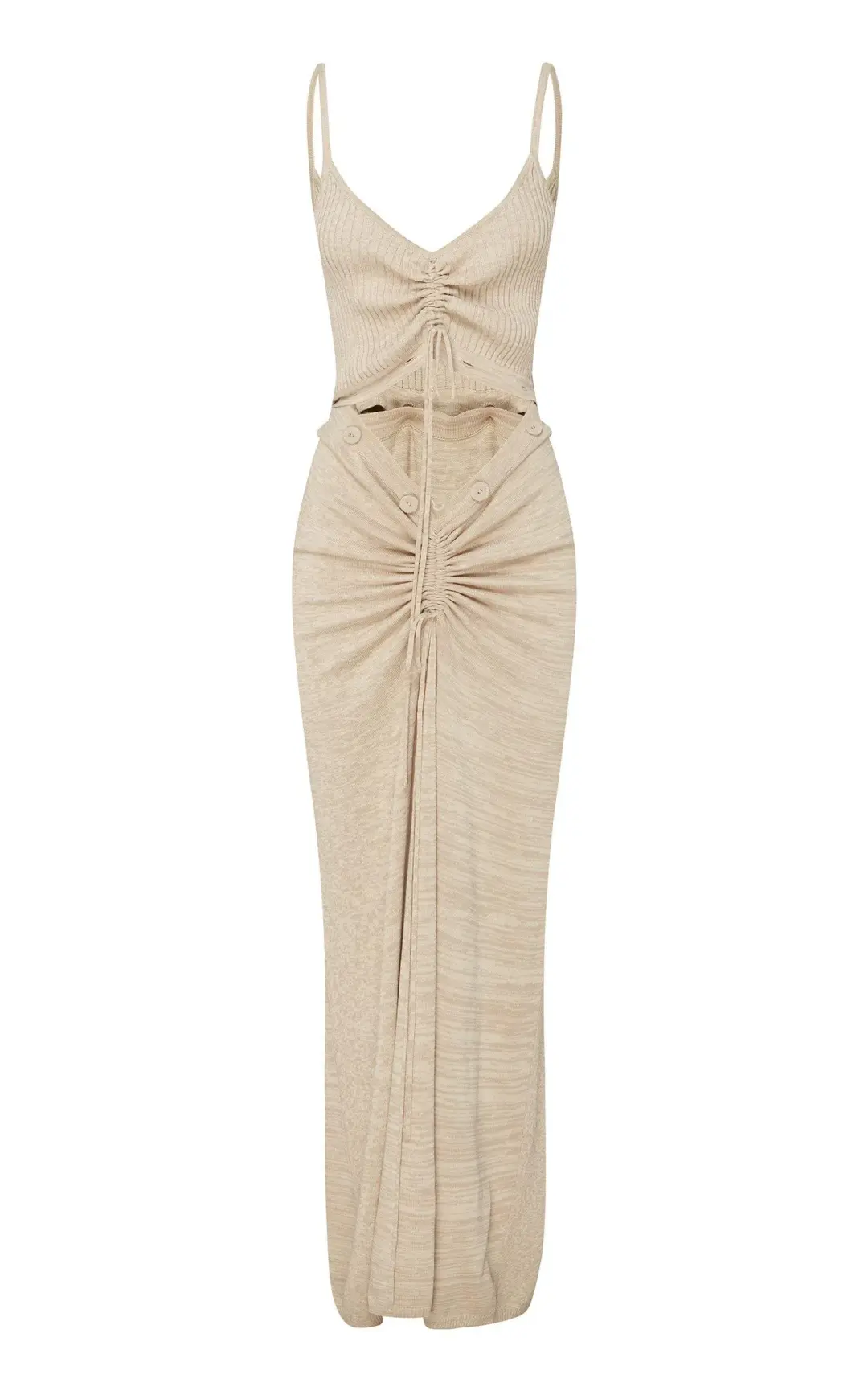 Christopher Esber Ruched Disconnect Cami Dress Beige Size 4 for rent on The Volte - main image