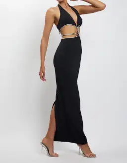 Meshki Nicha Diamante Cut Out Midi Dress Black Size XS for rent on The Volte - image 3