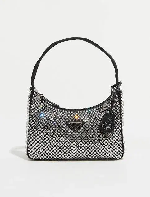 Prada Crystal Re Edition Bag Black for rent on The Volte - main image