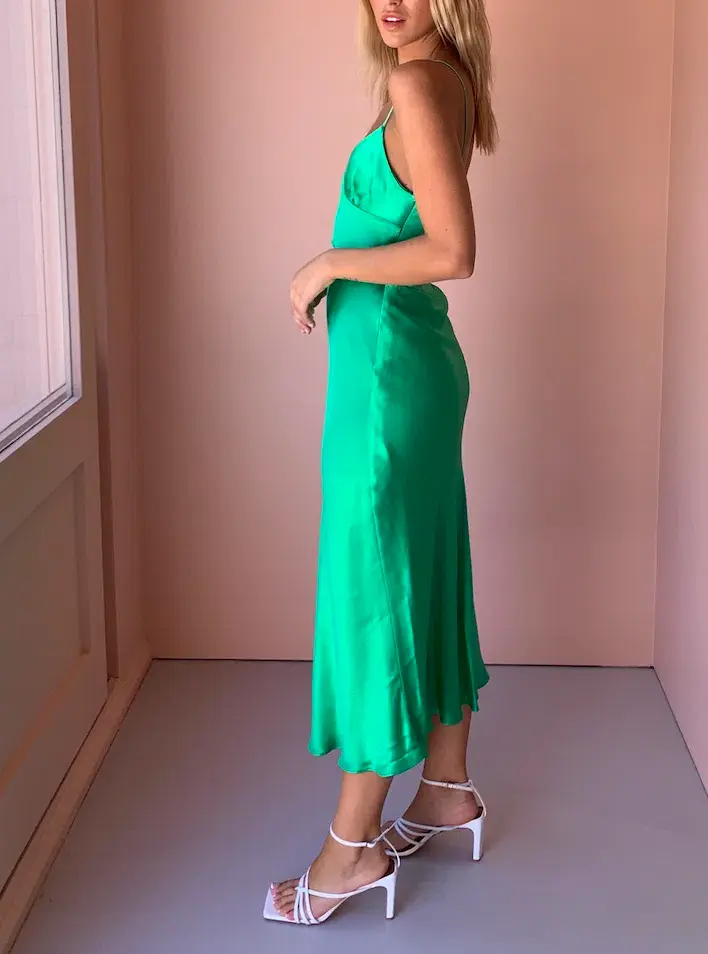 Bec & Bridge Loren Midi Dress Green Size 6 for rent on The Volte - main image