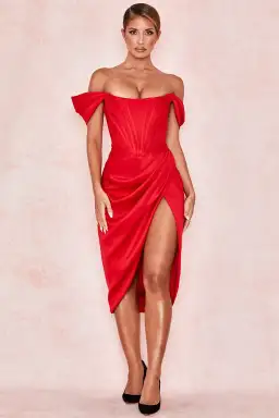 House of CB Loretta Midi Dress Red Size XS / Au 6