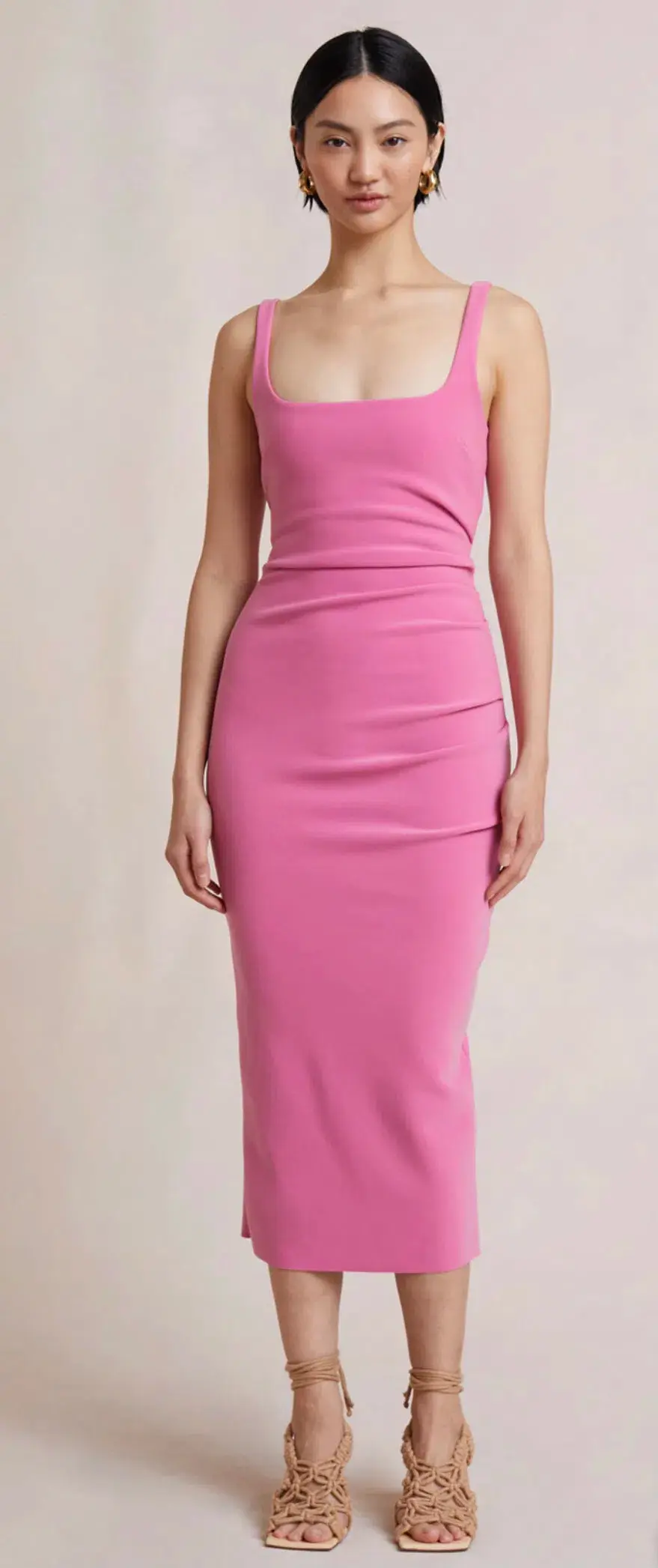 Bec and Bridge Karina Tuck Midi Dress Pink Size 8 for rent on The Volte - main image
