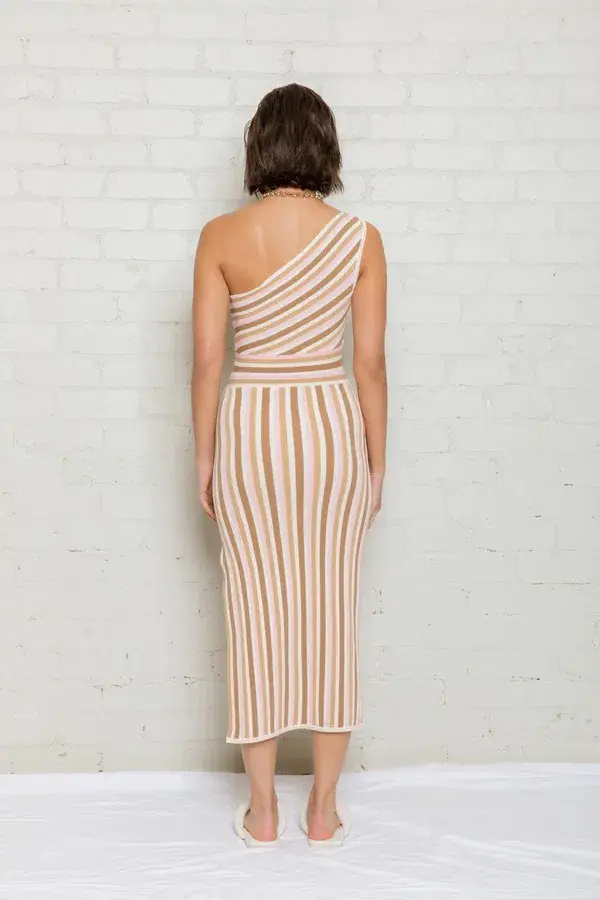 Opal Striped One Shoulder Knit Dress Multi Size M for rent on The Volte - main image