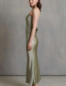 Bec & Bridge Moon Dance Strapless Midi Dress Sage Green Size 8 for rent on The Volte - image 3