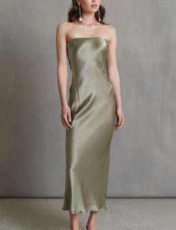Bec & Bridge Moon Dance Strapless Midi Dress Sage Green Size 8 for rent on The Volte - image 1