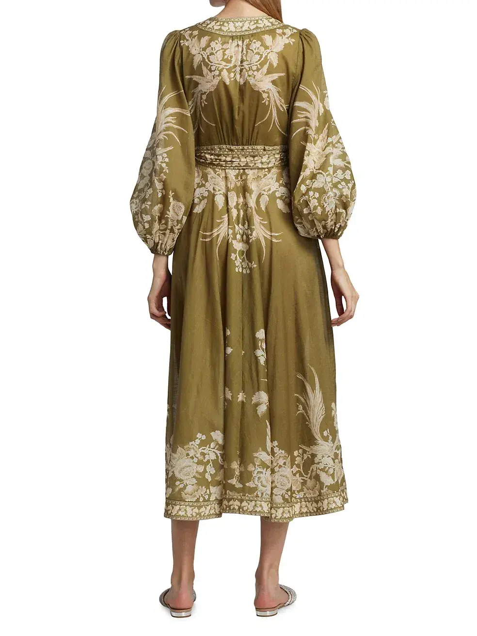 Zimmermann Anneke Wrap Midi Dress Green Size 12 for rent on The Volte - main image