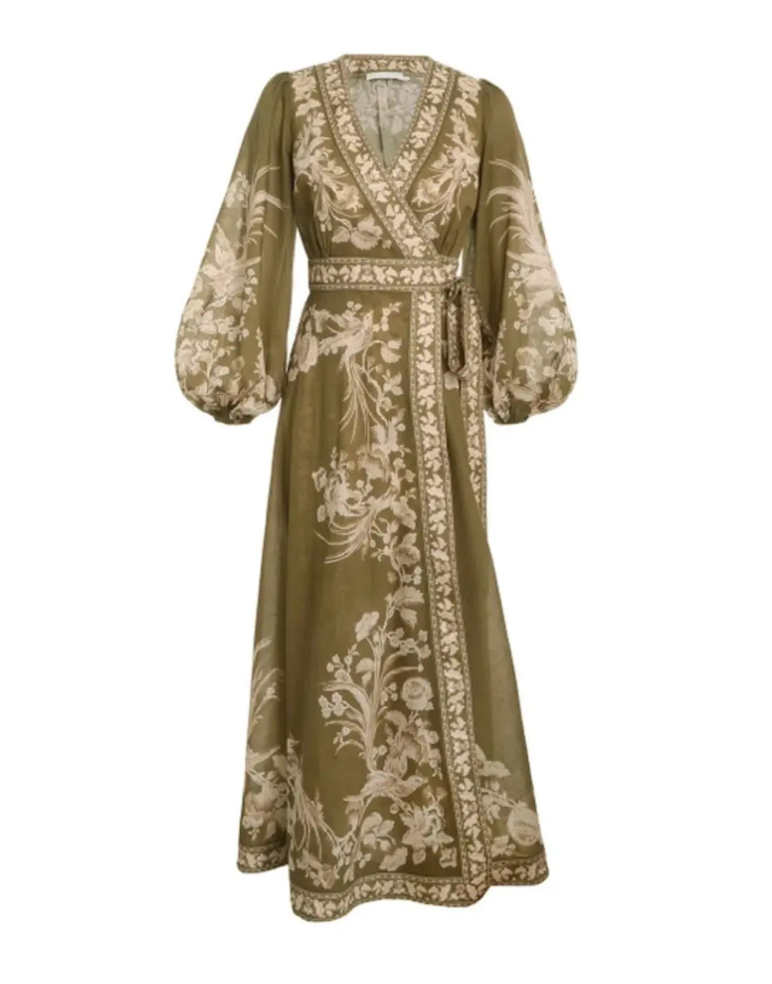 Zimmermann Anneke Wrap Midi Dress Green Size 12 for rent on The Volte - main image