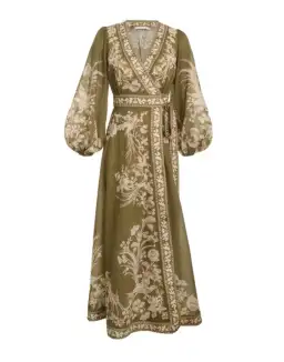 Zimmermann Anneke Wrap Midi Dress Green Size 12 for rent on The Volte - image 3