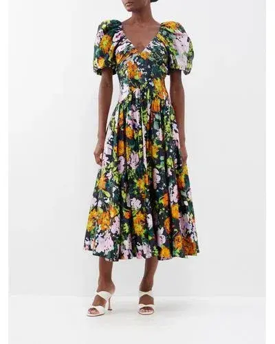 AJE - Gabrielle Floral Plunge Midi-Dress - Size 16 (Fits 14 - 16) for rent on The Volte - main image