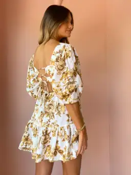 Shona Joy Bella Open Back Mini Dress Print Size 8