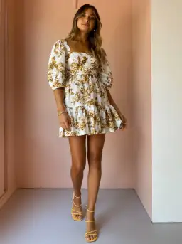 Shona Joy Bella Open Back Mini Dress Print Size 8