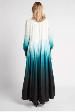 Aje Cosmos Long-sleeved Tiered Maxi Dress Teal Ombre Size AU 6 for rent on The Volte - image 2