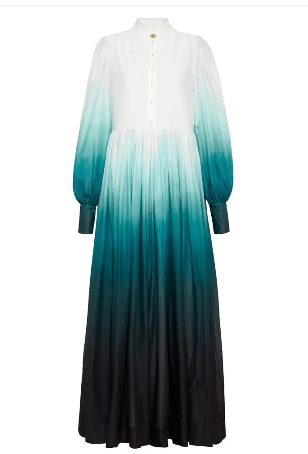 Aje Cosmos Long-sleeved Tiered Maxi Dress Teal Ombre Size AU 6 for rent on The Volte - main image