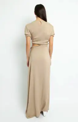 Christopher Esber Rolled Up Tee Dress Tan Brown Size 8 for rent on The Volte - image 6