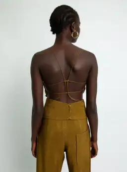 Christopher Esber Apron Wire Back Top Tobacco Brown Size 10 for rent on The Volte - image 3