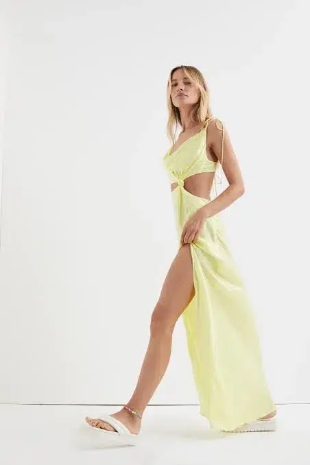 For Love and Lemons Kyra Cut Out Dress Yellow Size 8 for rent on The Volte - main image