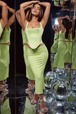 House of CB Rafa Corset and Maylene Midi Skirt Set Green Size S / Au 8 for rent on The Volte - image 1