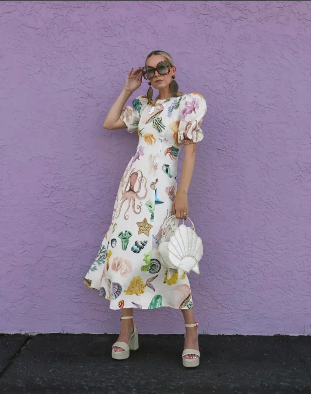 Alemais Adella Atlantis-print Linen-voile Midi Dress Print Size 12 for rent on The Volte - main image