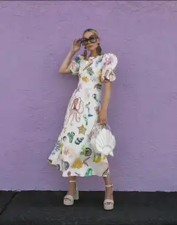 Alemais Adella Atlantis-print Linen-voile Midi Dress Print Size 12 for rent on The Volte - image 1