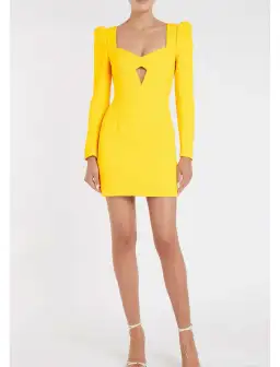Rebecca Vallance Jaclyn Long Sleeve Mini Dress Yellow Size 12 for rent on The Volte - image 1